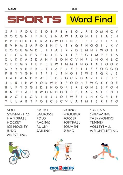Word Search Printable Sports